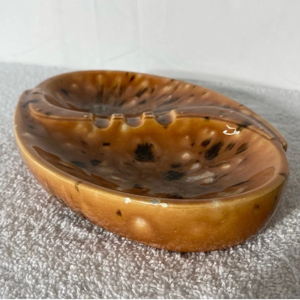 Vintage MCM Glazed Art Ceramic Pottery Ashtray Trinket Dish
